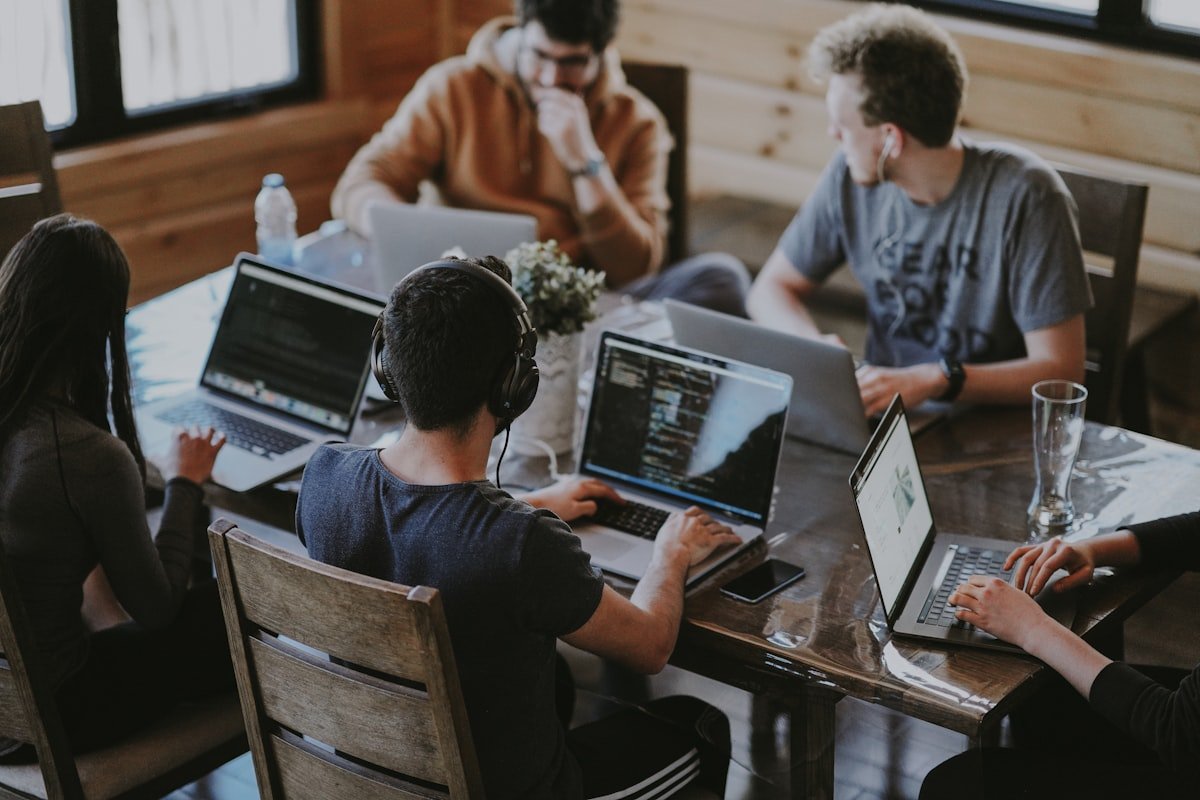 Software development team collaborating on a project