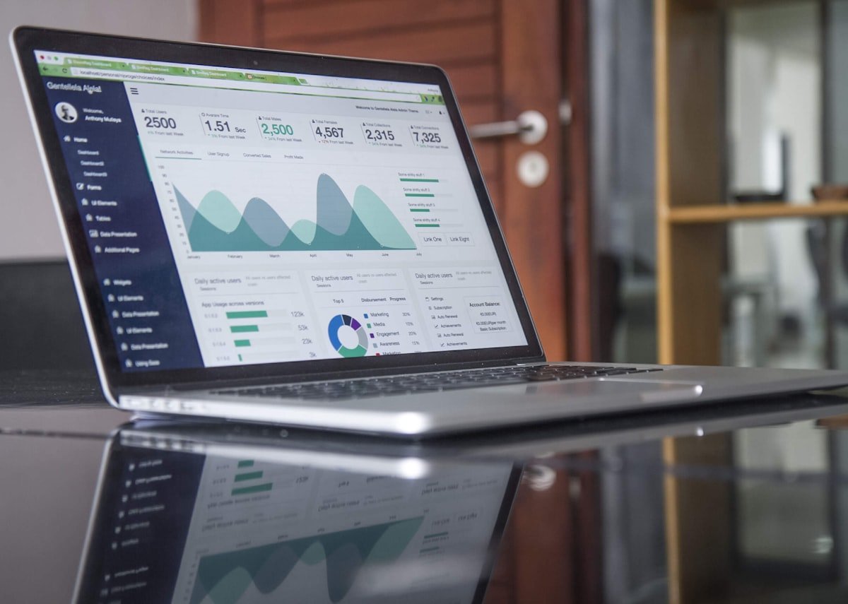 Web application dashboard on a laptop screen